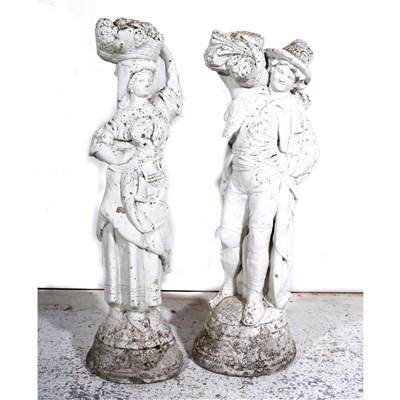 Lot 414 - Two garden ornaments, Male and Female Harvesters