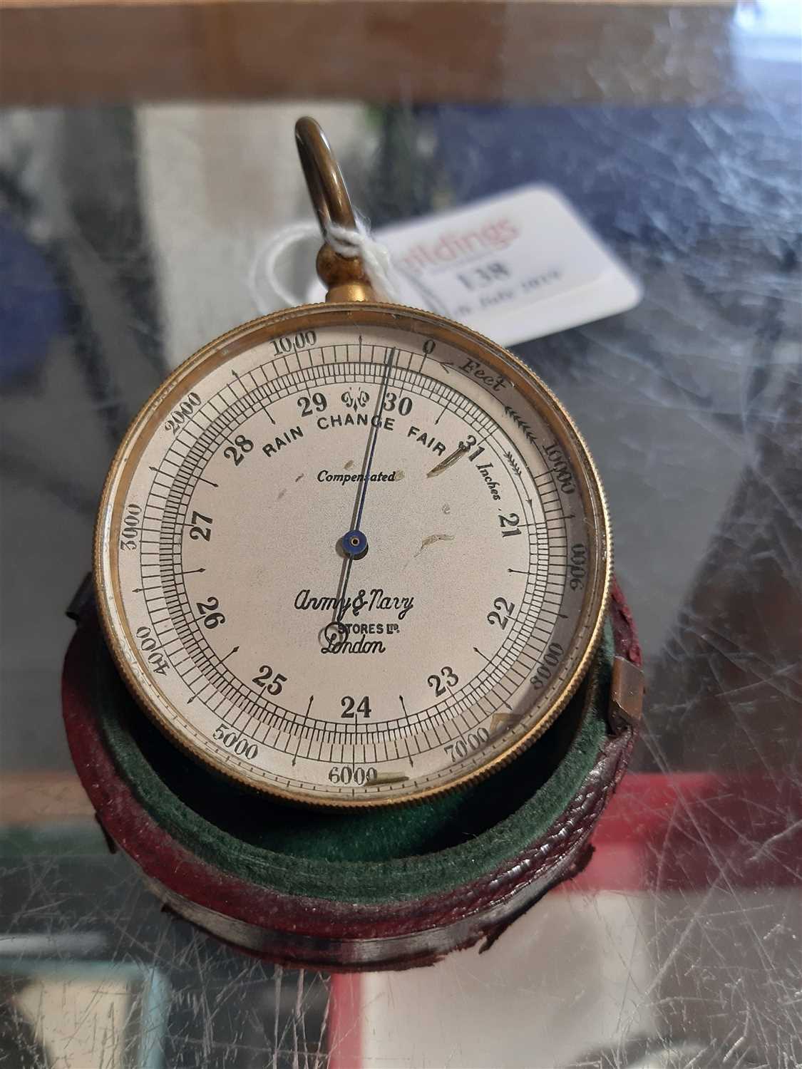 Lot 138 - Army & Navy pocket barometer.