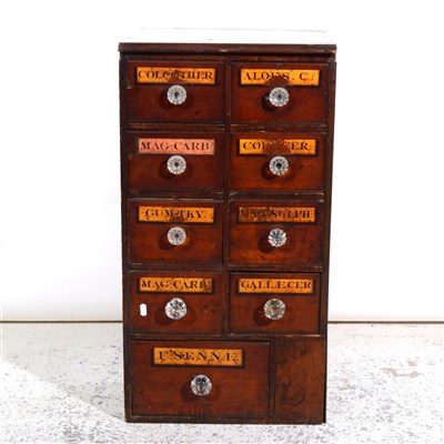 Lot 465 - Two part sets of Victorian pharmacy drawers