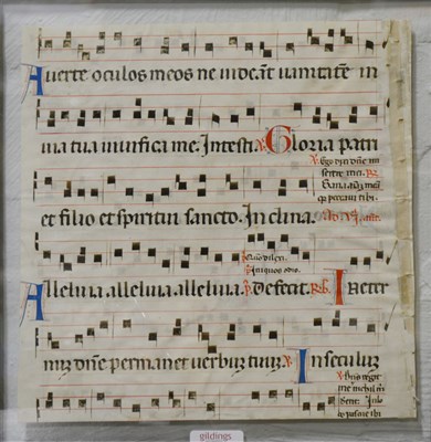 Lot 264 - Manuscript page of sheet music, probably 16th century