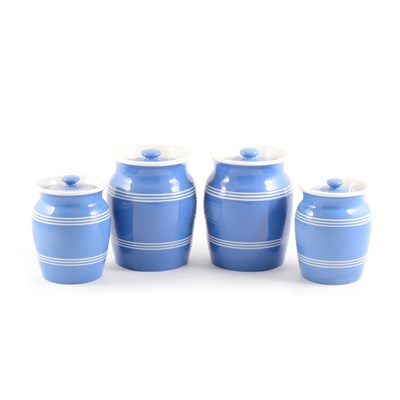 Lot 35 - A collection of blue glazed storage jars