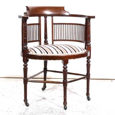 Lot 368 - An Edwardian inlaid mahogany hoop-back salon chair