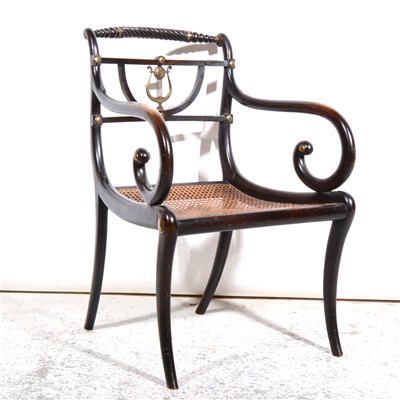 Lot 391 - A Regency stained wood elbow chair