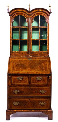 Lot 443A - A George II style yew and stained wood bureau bookcase
