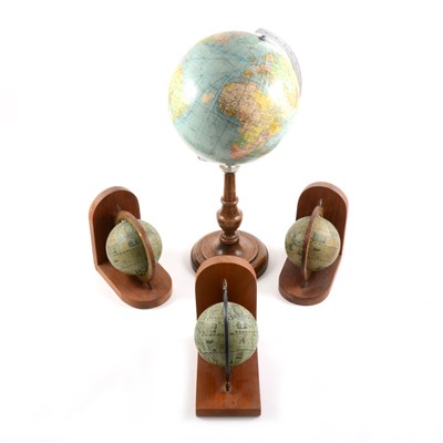 Lot 162 - Small German library globe, pair of globe-mounted bookends