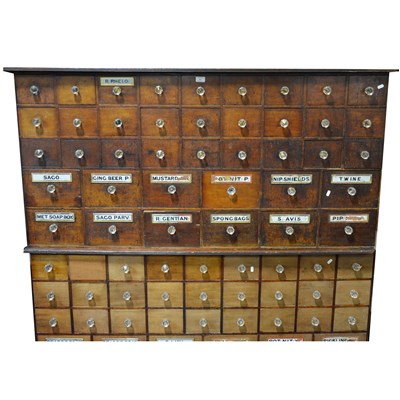 Lot 464 - Two banks of pharmacy drawers