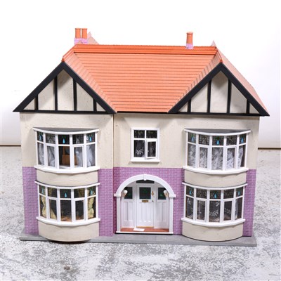 Lot 270 - A doll's house, designed as a pre-war twin gabled detached property, ...