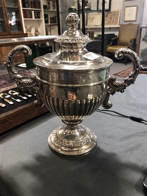 Lot 132 - George III silver campana-shape trophy, S C Younge & Co, Sheffield 1819