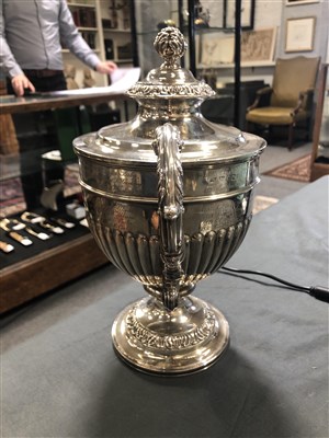 Lot 132 - George III silver campana-shape trophy, S C Younge & Co, Sheffield 1819