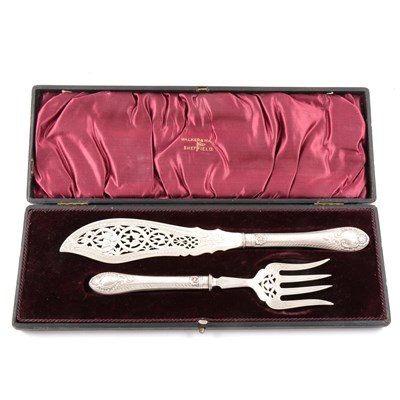 Lot 180 - Pair of Victorian silver fish servers, Martin Hall & Co, Sheffield 1880
