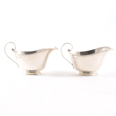 Lot 146 - Pair of silver sauce boats, Goldsmiths and Silversmiths Co, London 1938