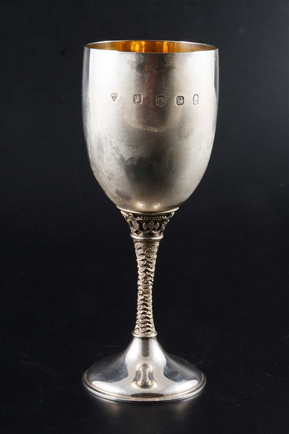Lot 193 - A modern silver goblet, designed by Anthony Elson, Garrard & Co, London, 1977.