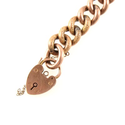 Lot 273 - A rose metal hollow curb link bracelet 30.7gms