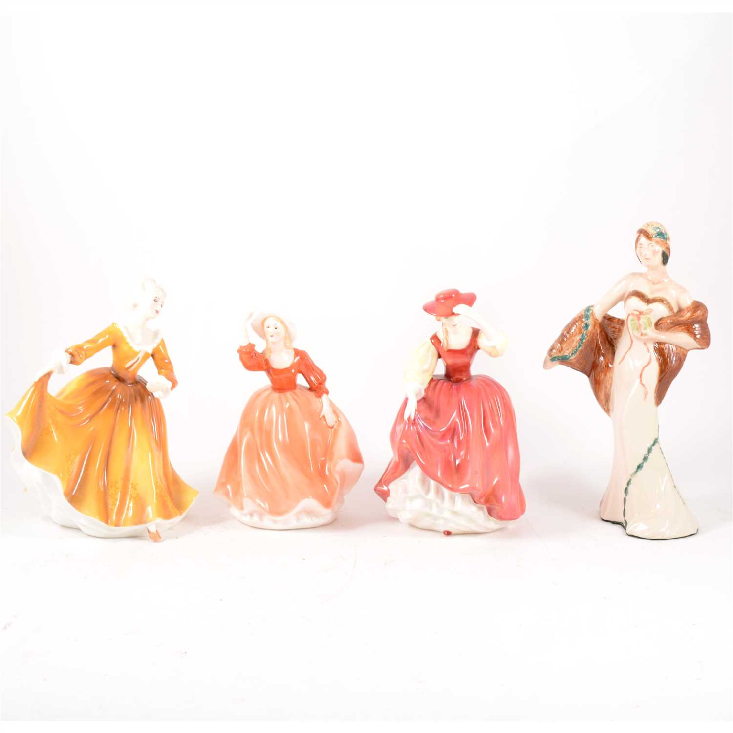 Lot 2 - Four Royal Doulton figures, and four other figurines.