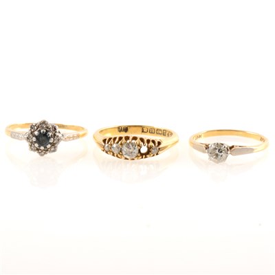 Lot 209 - Three diamond rings.
