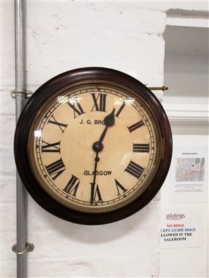 Lot 182 - Scottish stained mahogany fusee wall clock