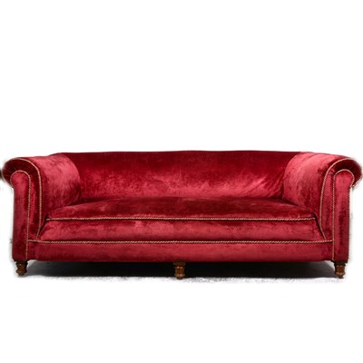 Lot 577 - Victorian sofa, red upholstery.