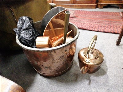 Lot 484 - A copper copper, coal scuttle, other copper and metal ware.