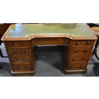 Lot 415 - Victorian mahogany desk, rectangular top with...