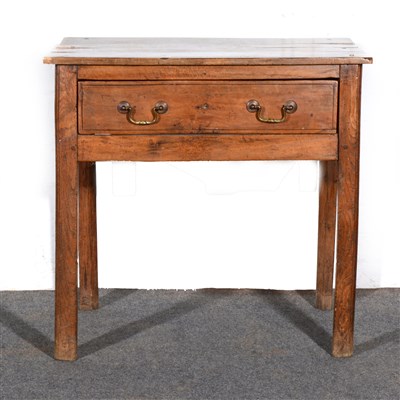 Lot 350 - Joined elm side-table, rectangular boarded top,...