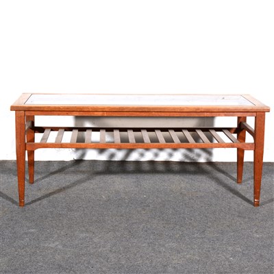 Lot 426 - A teak coffee table, smokey plate-glass top,...