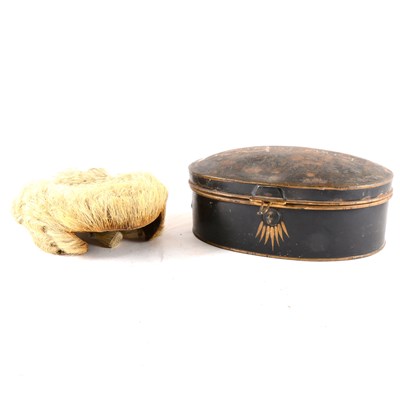 Lot 230 - A Lawyer's wig, by Ravenscroft Law, in oval painted tin