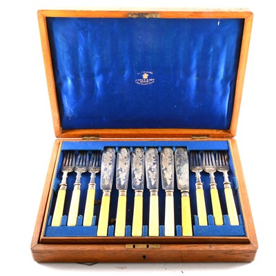 Lot 148 - A part set of electroplate fish knives and forks, ...