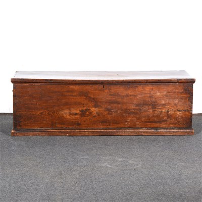 Lot 373 - A joined elm coffer, rectangular hinged top,...