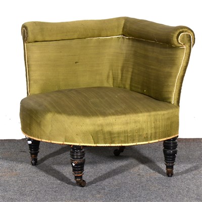 Lot 475 - A Victorian corner chair, upholstered back and...