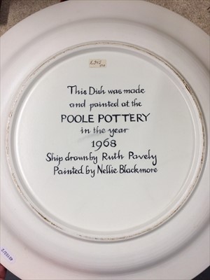 Lot 164 - 'The Mayflower 1620', a hand-painted pottery charger by Poole Pottery, 1968.