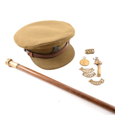 Lot 149 - Pte. R H Norton 10- London Reg. 425776 Victory medal, cap and swagger stick