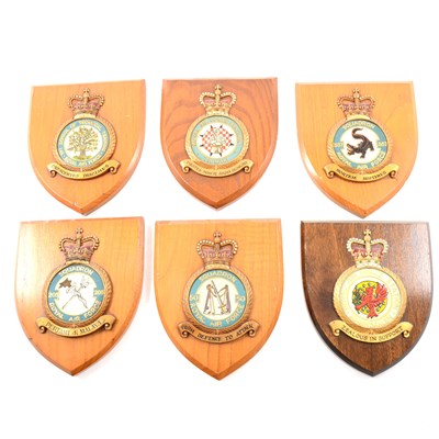 Lot 163 - Forty-three wooden shields mostly Royal Air Force