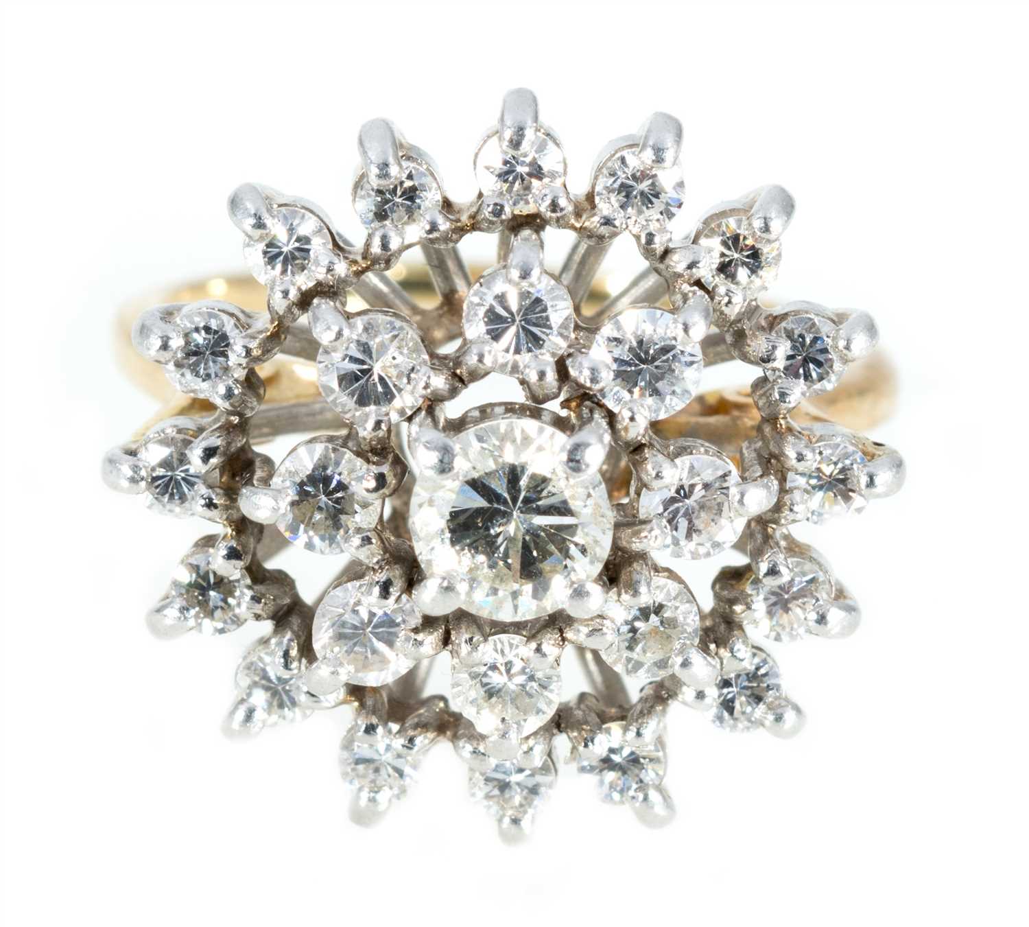 Lot 190 - A circular floral diamond cluster ring.