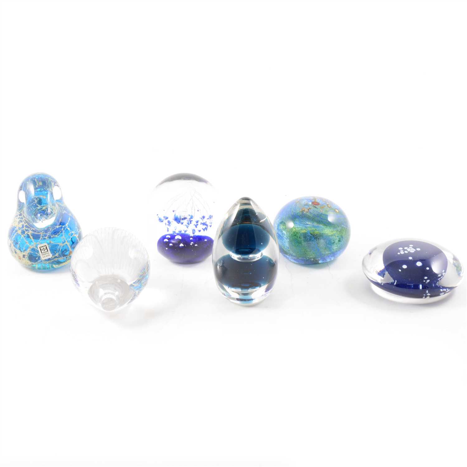 Lot 57 - A collection of glass paperweights, to include "Hedgehog" by Kosta Boda