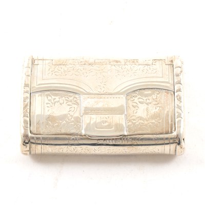 Lot 332 - Silver snuff box designed as a purse