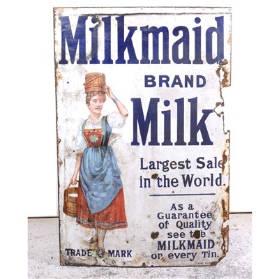 Lot 164 - Milkmaid Brand Milk enamelled advertising sign
