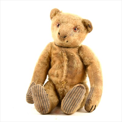 Lot 161 - A Steiff mohair teddy bear, jointed limbs, glass eyes, hump back, with original Steiff button in eye, 24cm