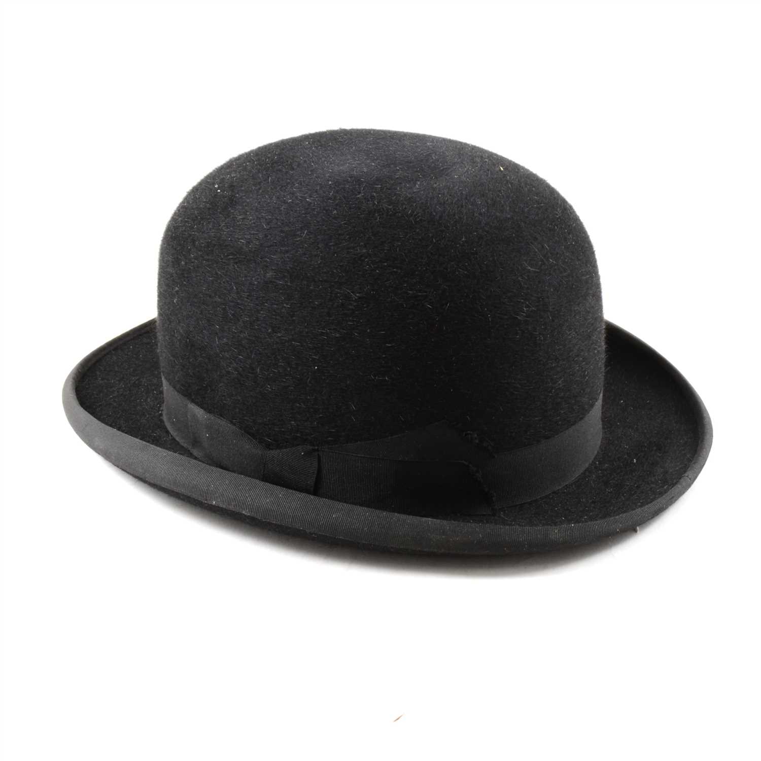 Lot 173 - Vintage black bowler hat, 6-7/8