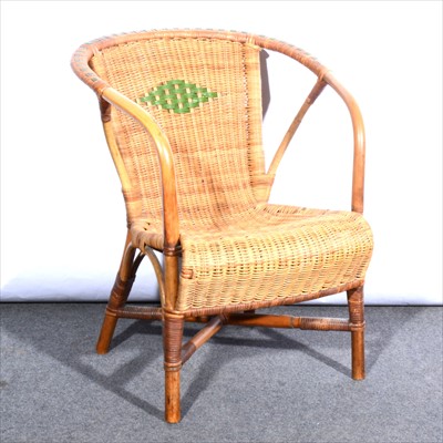 Lot 66 - A cane and wicker conservatory chair, by Dryad, Leicester.