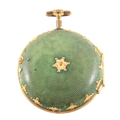 Lot 237 - Thos. Nourse London, a gilt metal and shagreen pair cased pocket watch, 3rd quarter 18th Century