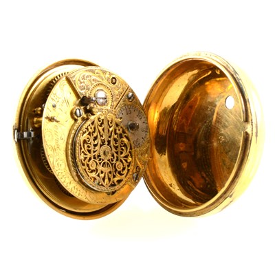 Lot 237 - Thos. Nourse London, a gilt metal and shagreen pair cased pocket watch, 3rd quarter 18th Century