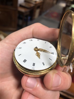 Lot 237 - Thos. Nourse London, a gilt metal and shagreen pair cased pocket watch, 3rd quarter 18th Century