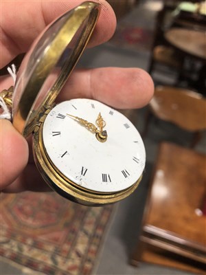Lot 237 - Thos. Nourse London, a gilt metal and shagreen pair cased pocket watch, 3rd quarter 18th Century