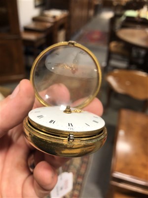 Lot 237 - Thos. Nourse London, a gilt metal and shagreen pair cased pocket watch, 3rd quarter 18th Century