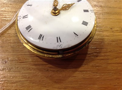 Lot 237 - Thos. Nourse London, a gilt metal and shagreen pair cased pocket watch, 3rd quarter 18th Century