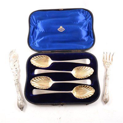 Lot 344 - Set of four Georgian silver serving spoons