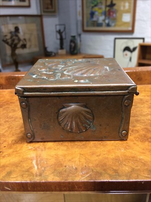 Lot 70 - A Newlyn Arts and Crafts copper box and cover.