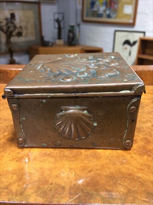 Lot 70 - A Newlyn Arts and Crafts copper box and cover.