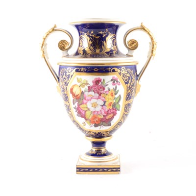 Lot 21 - A twin-handled urn-shape vase, by Bloor Derby.