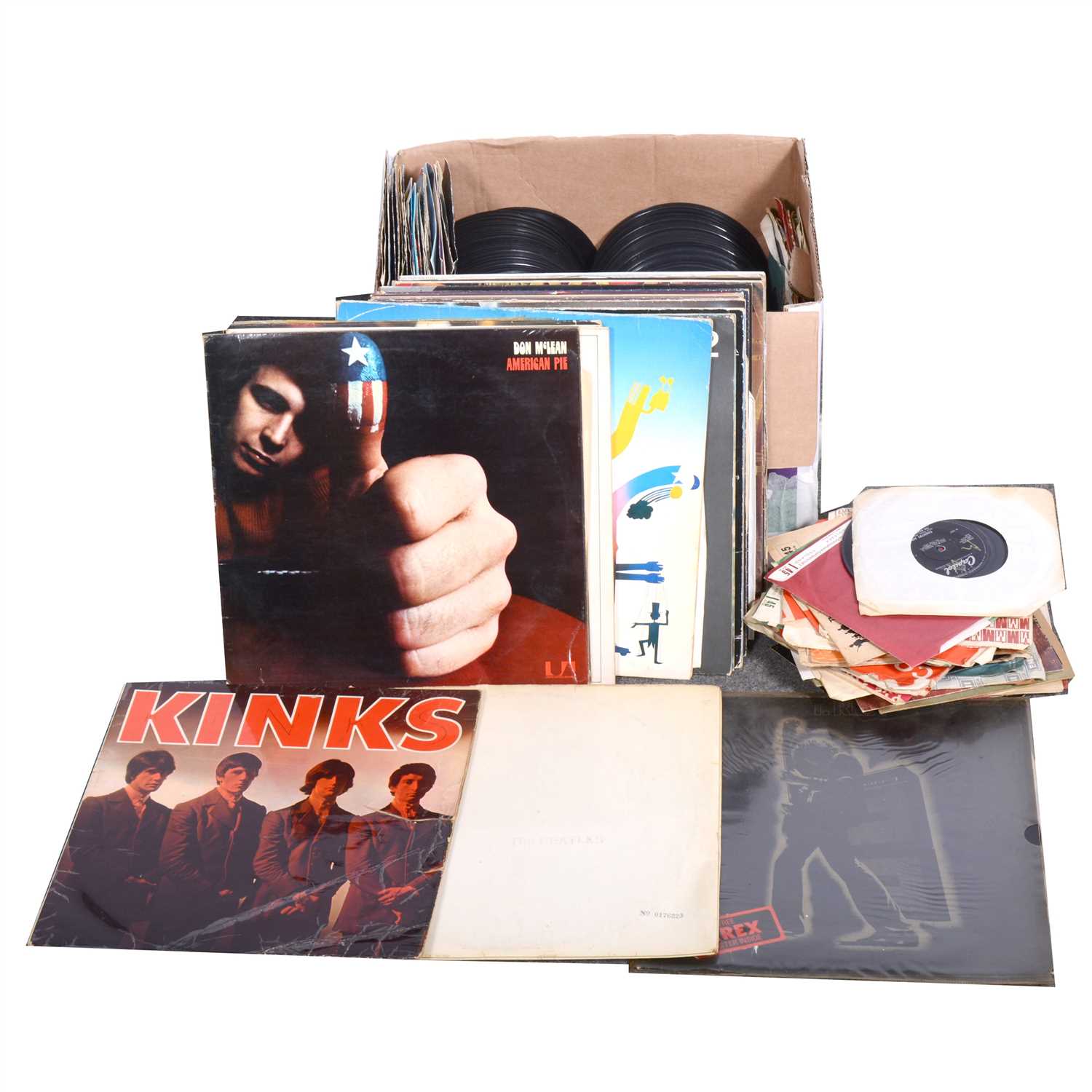Lot 688 - Vinyl LP and 7" singles; a collection of mostly Pop and Rock music, including The Beatles White Album
